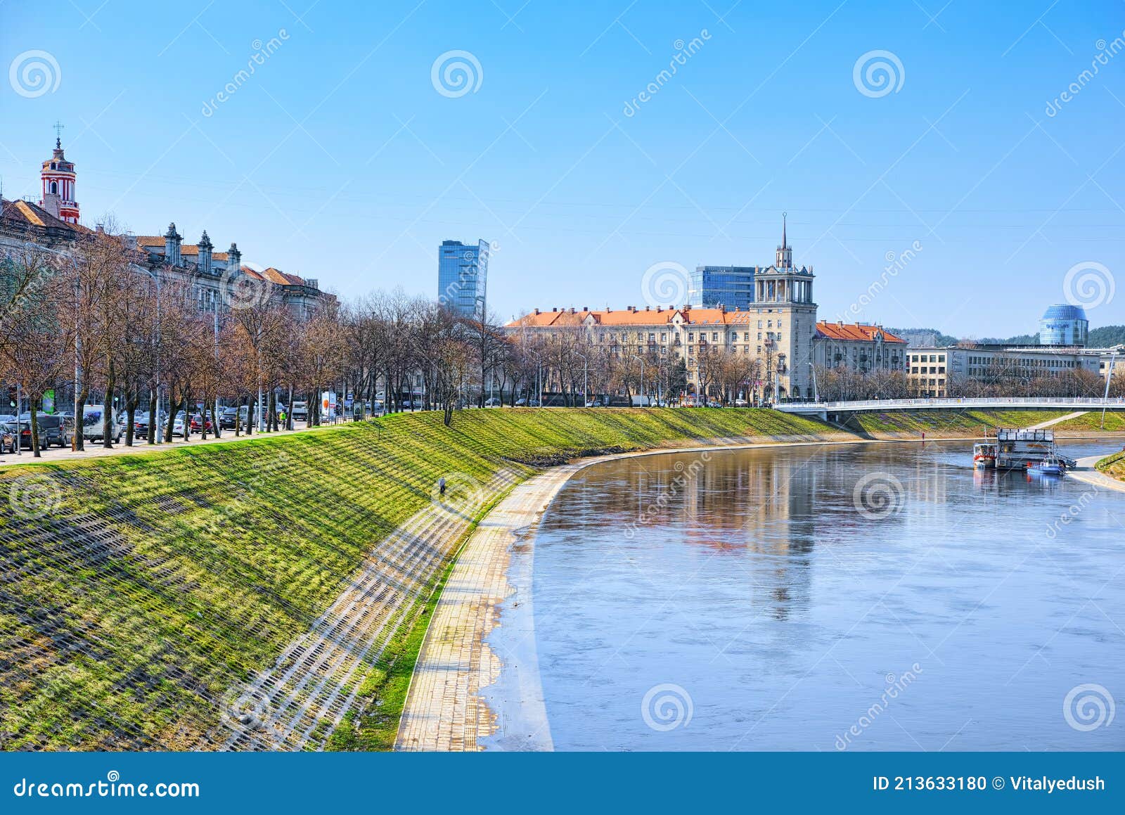 landscapes of modern part of  vilnius and vilna river