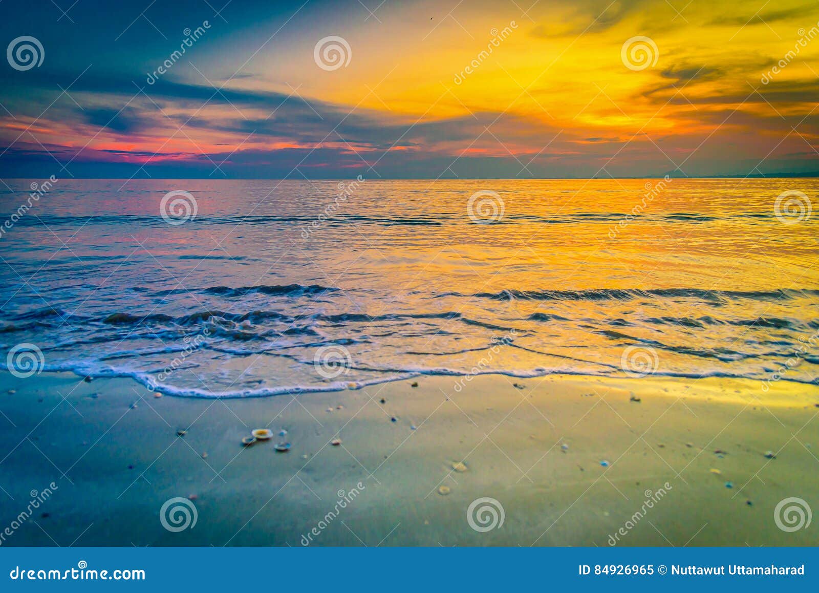landscapes of sunset on the beach with colorful sky