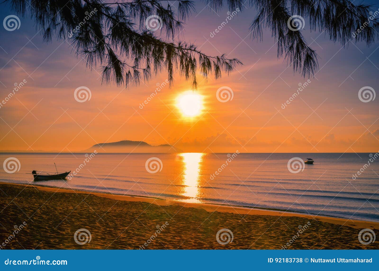 landscapes of sunset on the beach with colorful sky