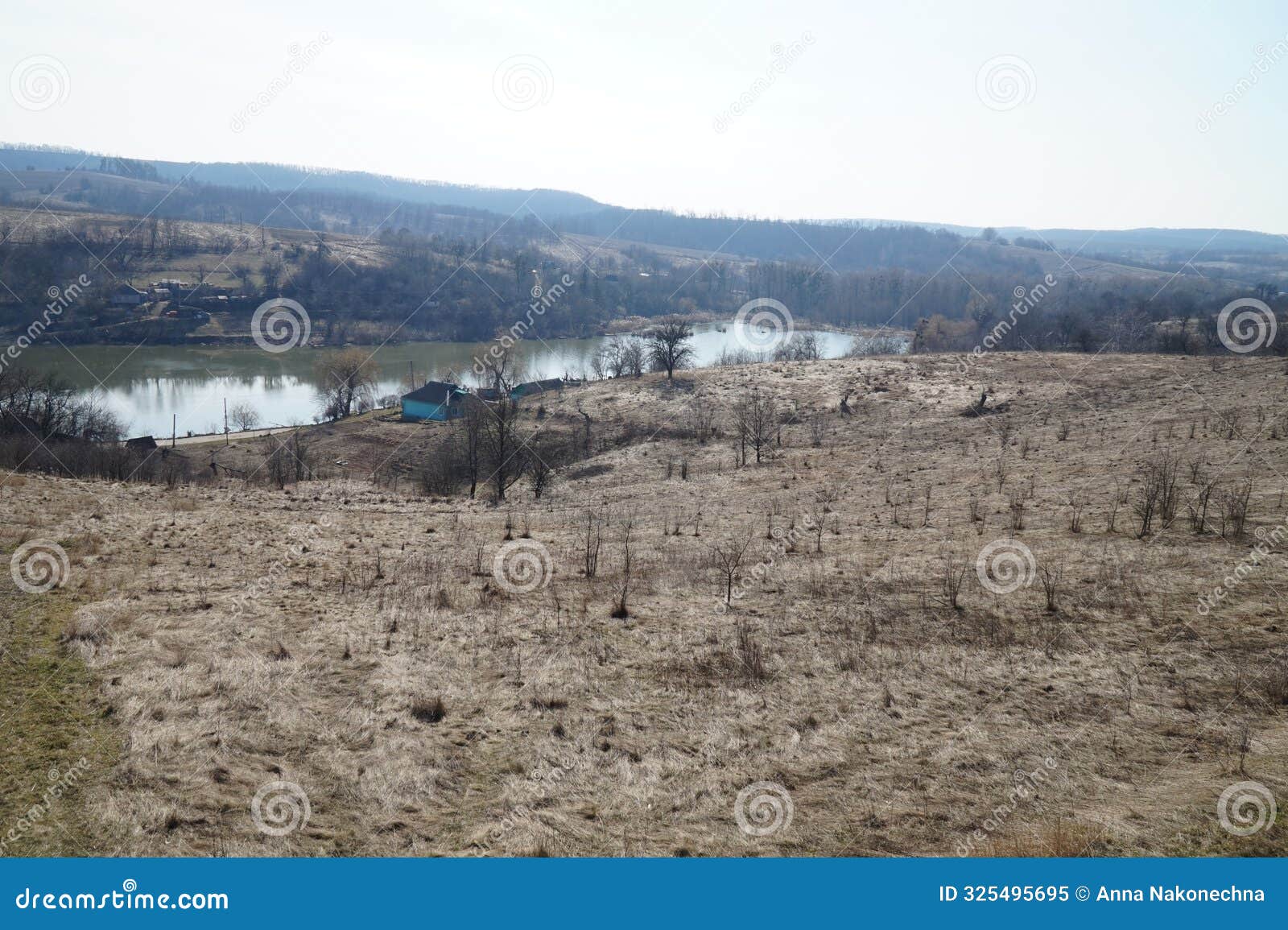 landscapes of the tyasmin river in the cherkasy region in early spring