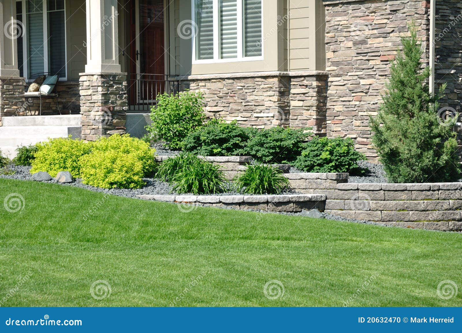 Landscaping and Retaining Wall Stock Photo Image of sunny, blocks