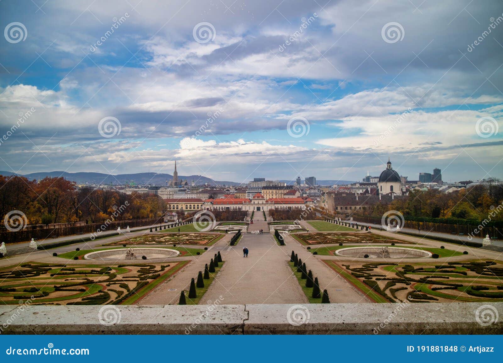 landscaping view to unteres belvedere and regular parterre in vienna.