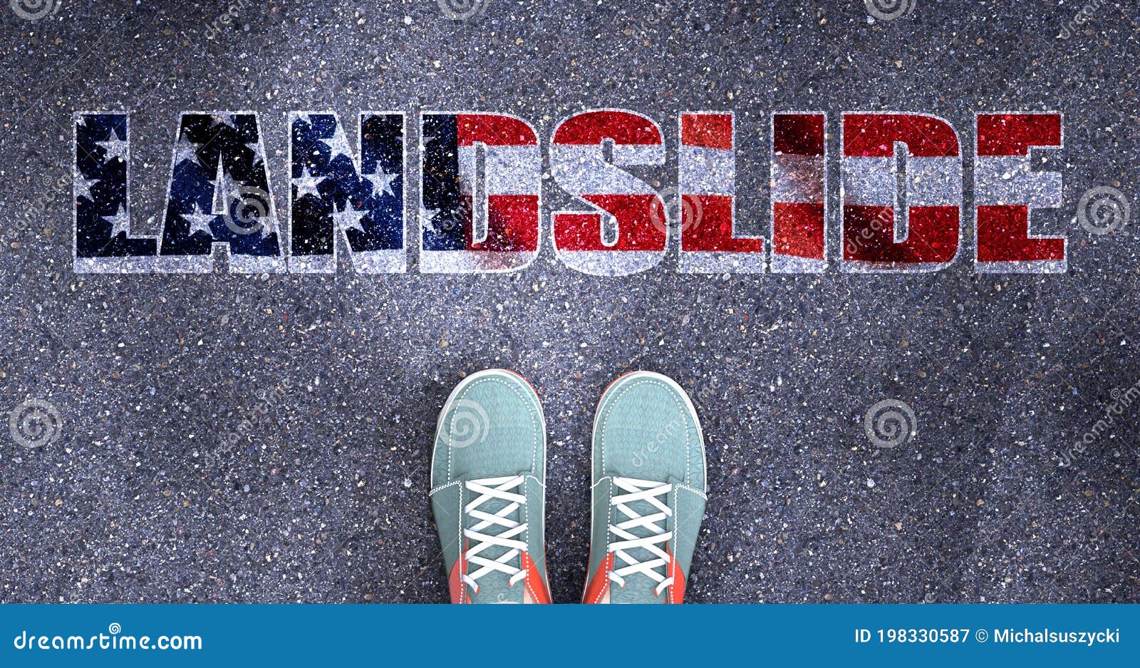 Landslide and Politics in the USA, Symbolized As a Person Standing in