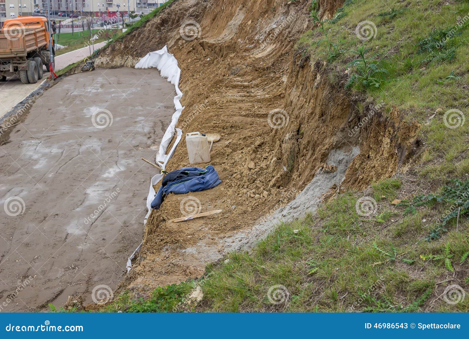 Landslide Repair, Erosion Control Stock Image - Image of danger