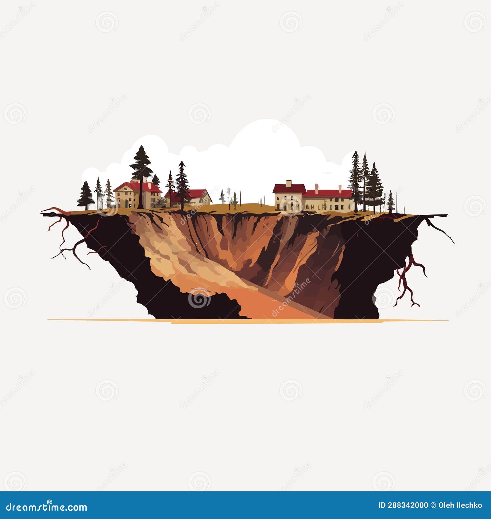 Landslide Set Vector Flat Minimalistic Isolated Illustration Stock