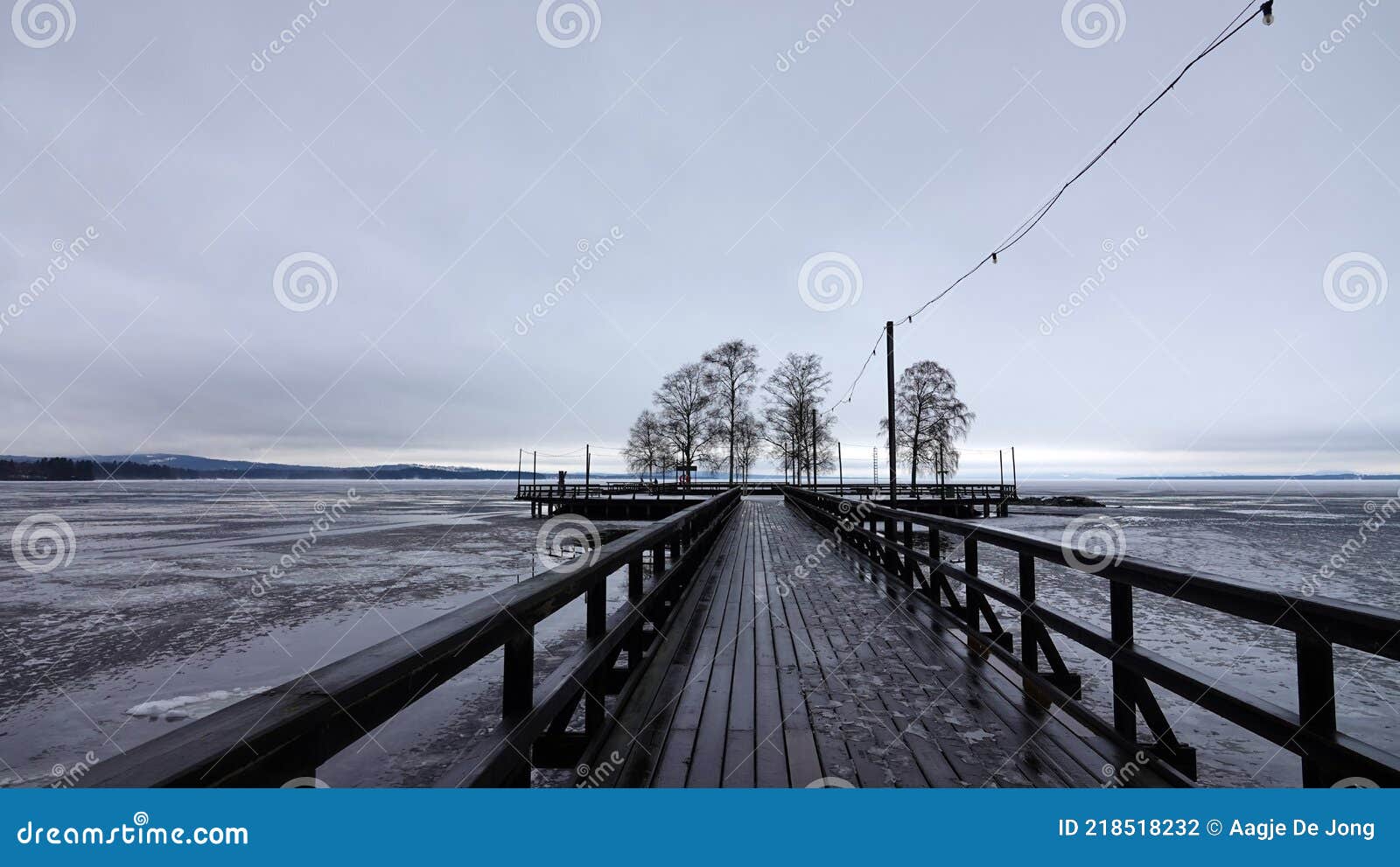 langbryggan boardwalk at lake siljan in rattvik in dalarna in sweden