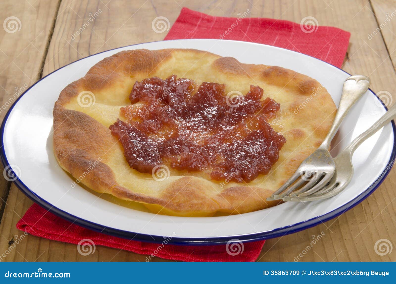 Langos, Home Made Hungarian Pancake Stock Image Image of lunch