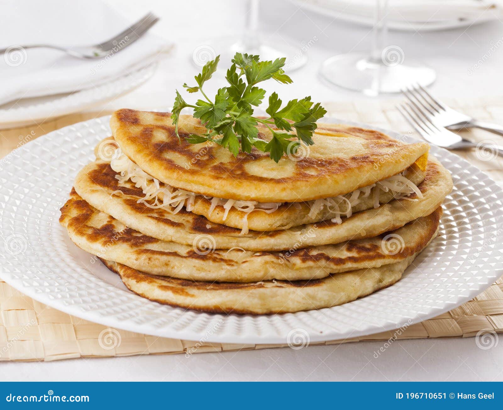 Langos Hungarian Pancakes Served at Restaurant Stock Image Image of