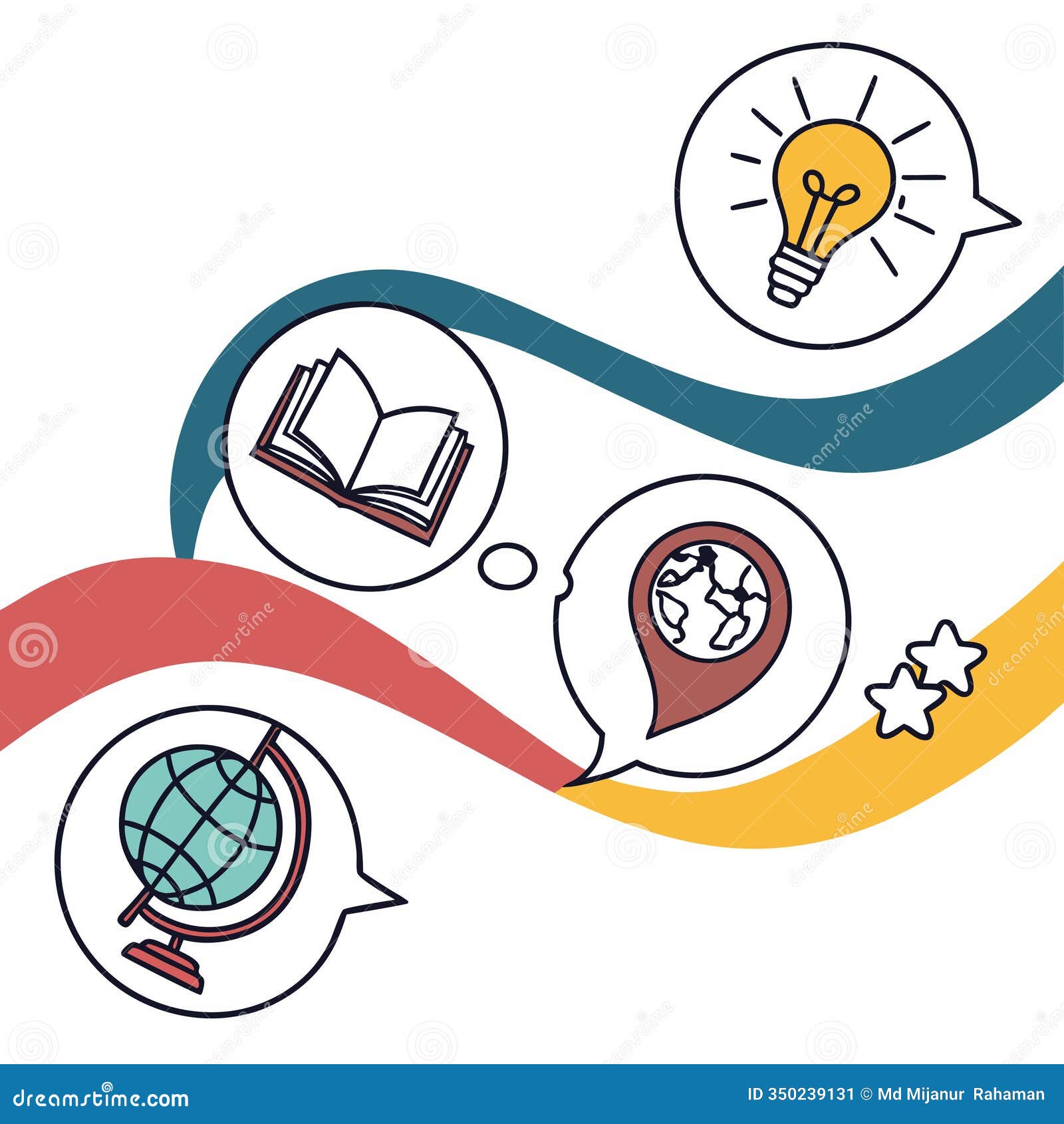 language learning icons with abstract curves: a fusion of art and education