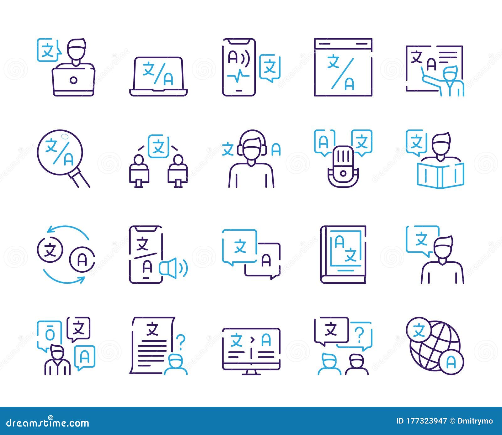 Language Learning Outline Icons Set Stock Vector Illustration Of language-learning-outline-icons-set-stock-vector-illustration-of