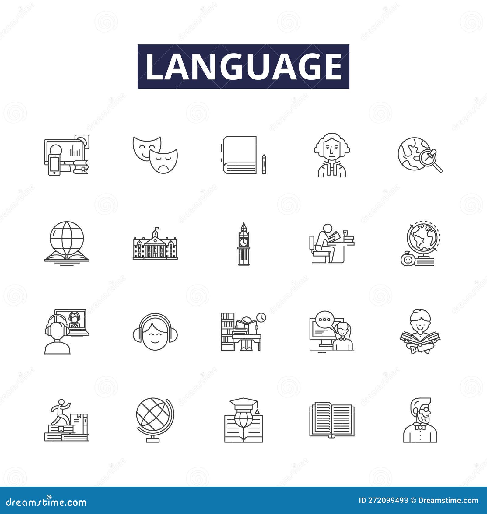 language line  icons and signs. language, verbal, vocabulary, dialect, lingual, grammar, semantics, communication