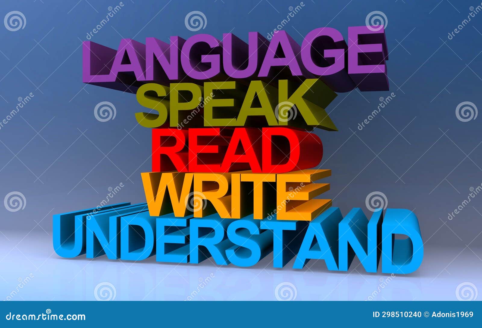 language speak read write understand on blue
