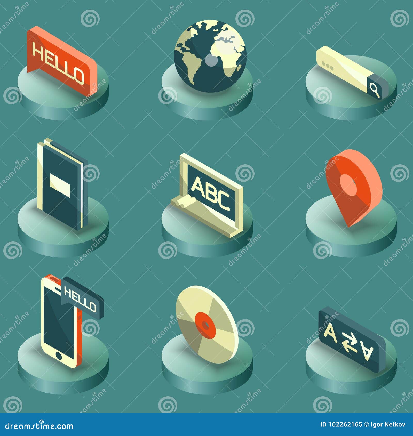 languages color isometric icons