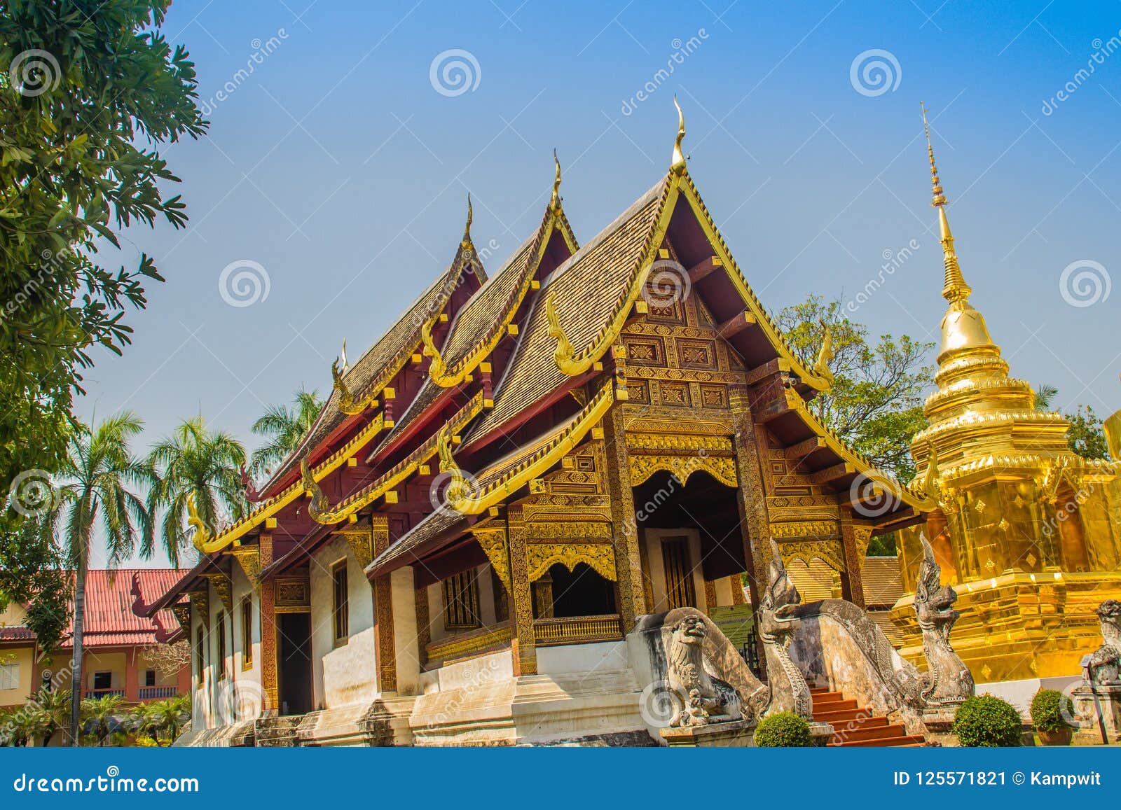 Lanna Style Buddhist Church at Wat Phra Singh(Temple of the Lion Buddha ...