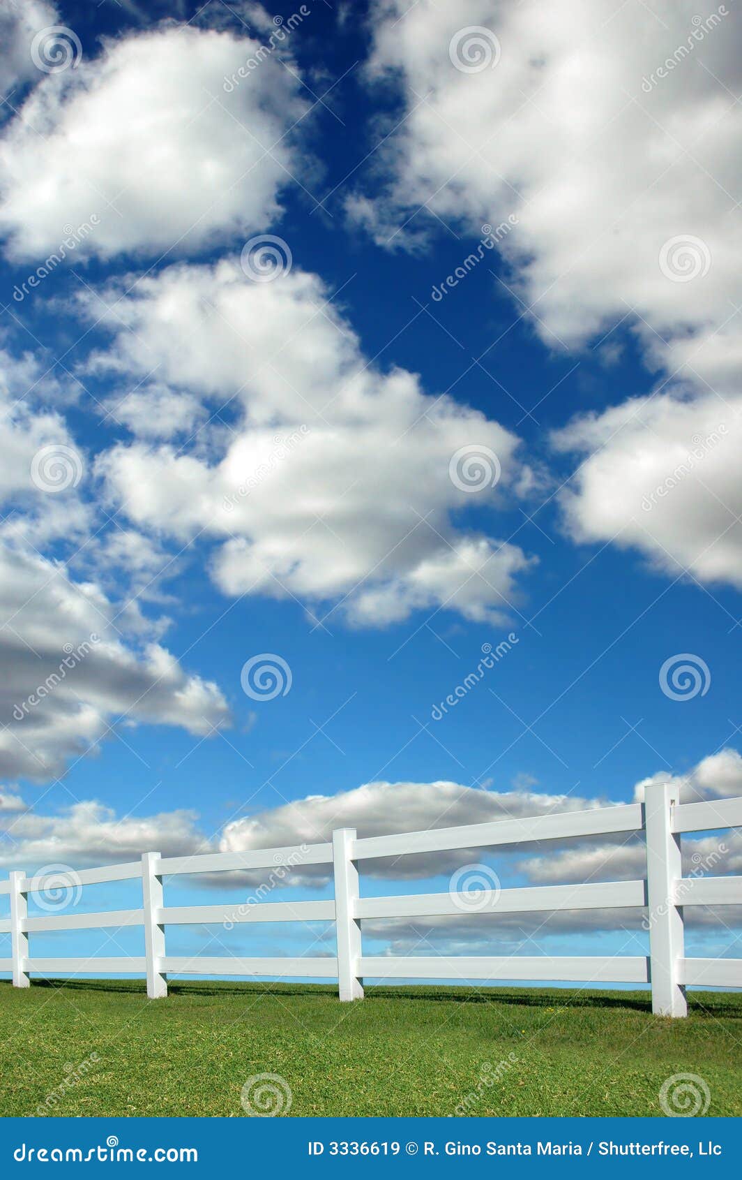Lanscape With Fence. Bright landscape with white fence