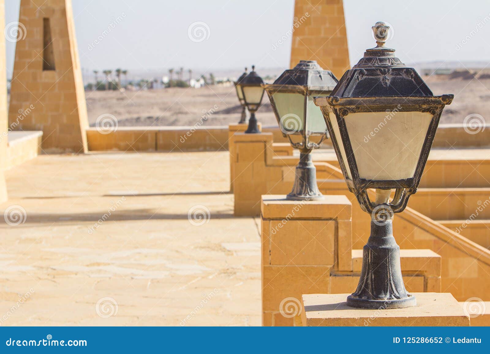 Lantern in an Ancient Egyptian Style Against the Backdrop of Ancient
