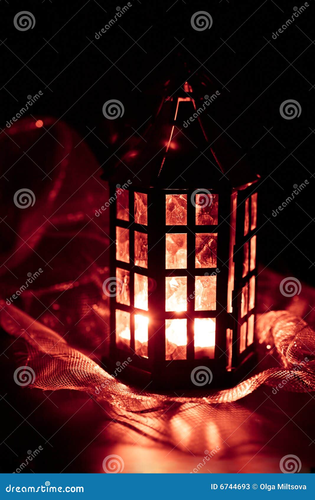 Lantern Burning in the Dark Stock Image Image of greetings, gift 6744693