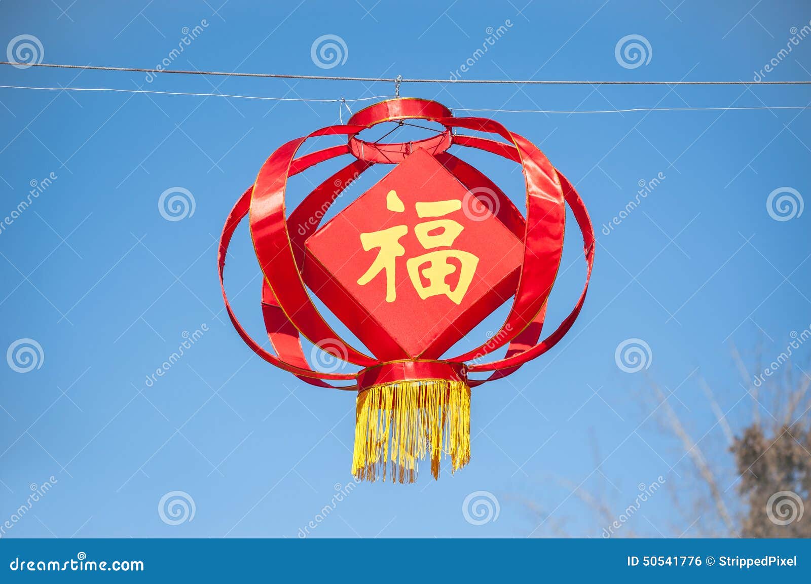 Lanterna Cinese Rossa Che Sopporta Il Fu Del Carattere Cinese, Significando  Fortuna O Felicità, Appendente Contro Un Chiaro Cielo Fotografia Stock -  Immagine di tradizione, appendere: 50541776