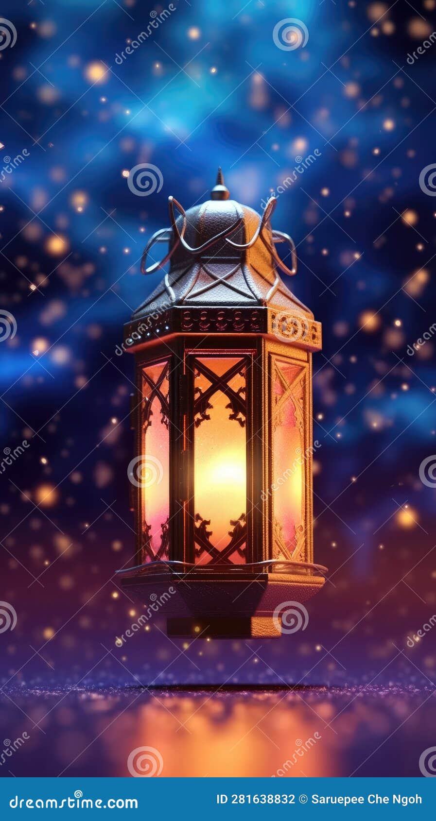Lanterns of Blessings, Serene Eid Mubarak Background with Minimal