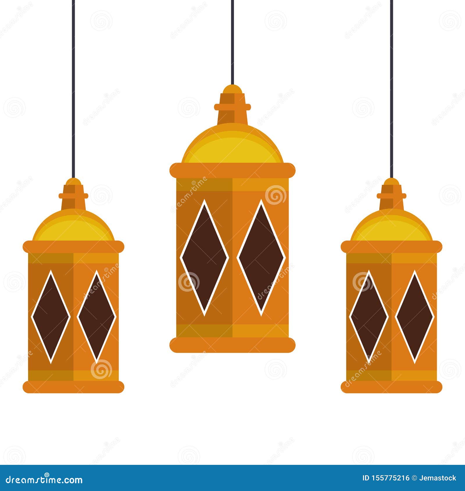 Lanterns Decoration Festival Lamps Cartoon Stock Vector Illustration