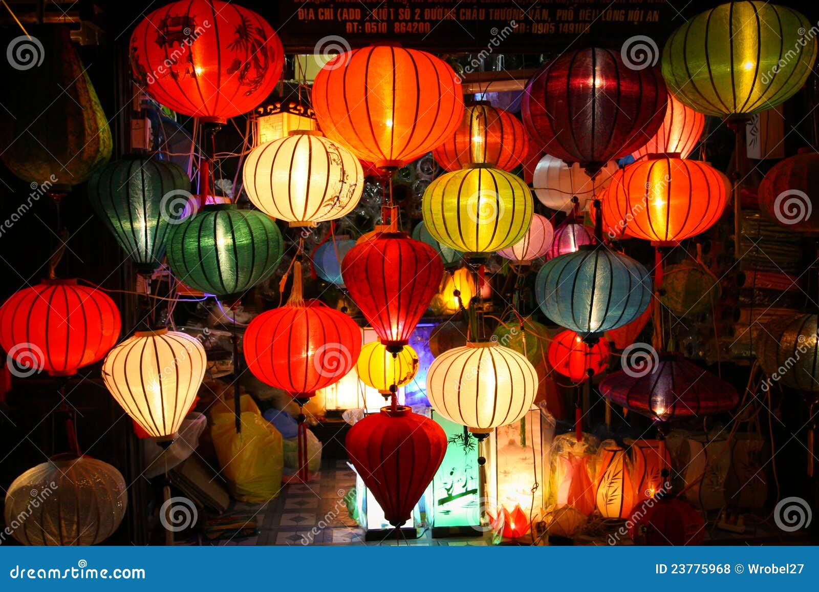lanterns at market street,hoi an, vietnam