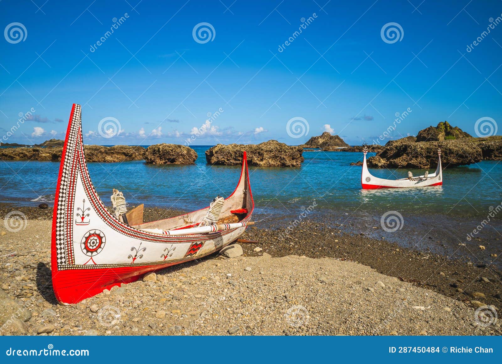 lanyu traditional canoe in lanyu, taitung, taiwan