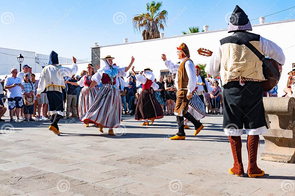 Lanzarote, Dec 15, 2018 Traditional Dresst People at a Folklore Show