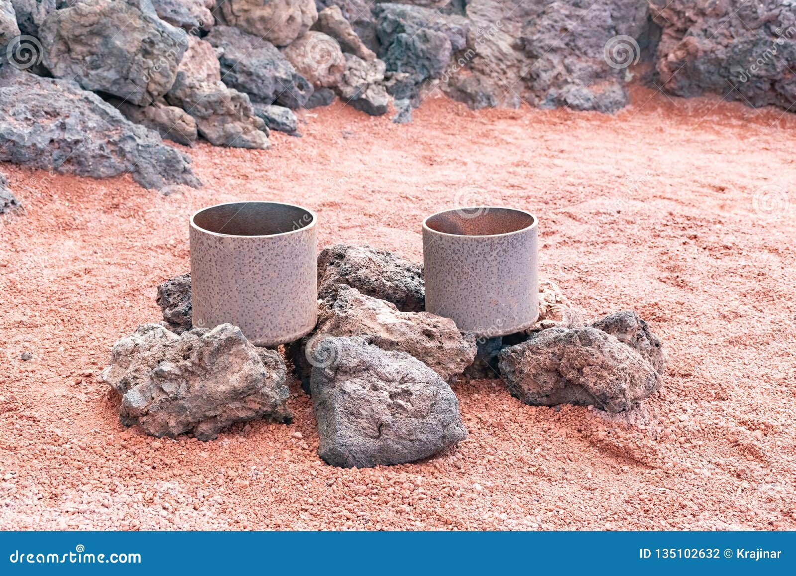 lanzarote, spain - dec 13, 2018: artificial volcanic geyser demonstration in timanfaya volcanic national park in lanzarote, canary