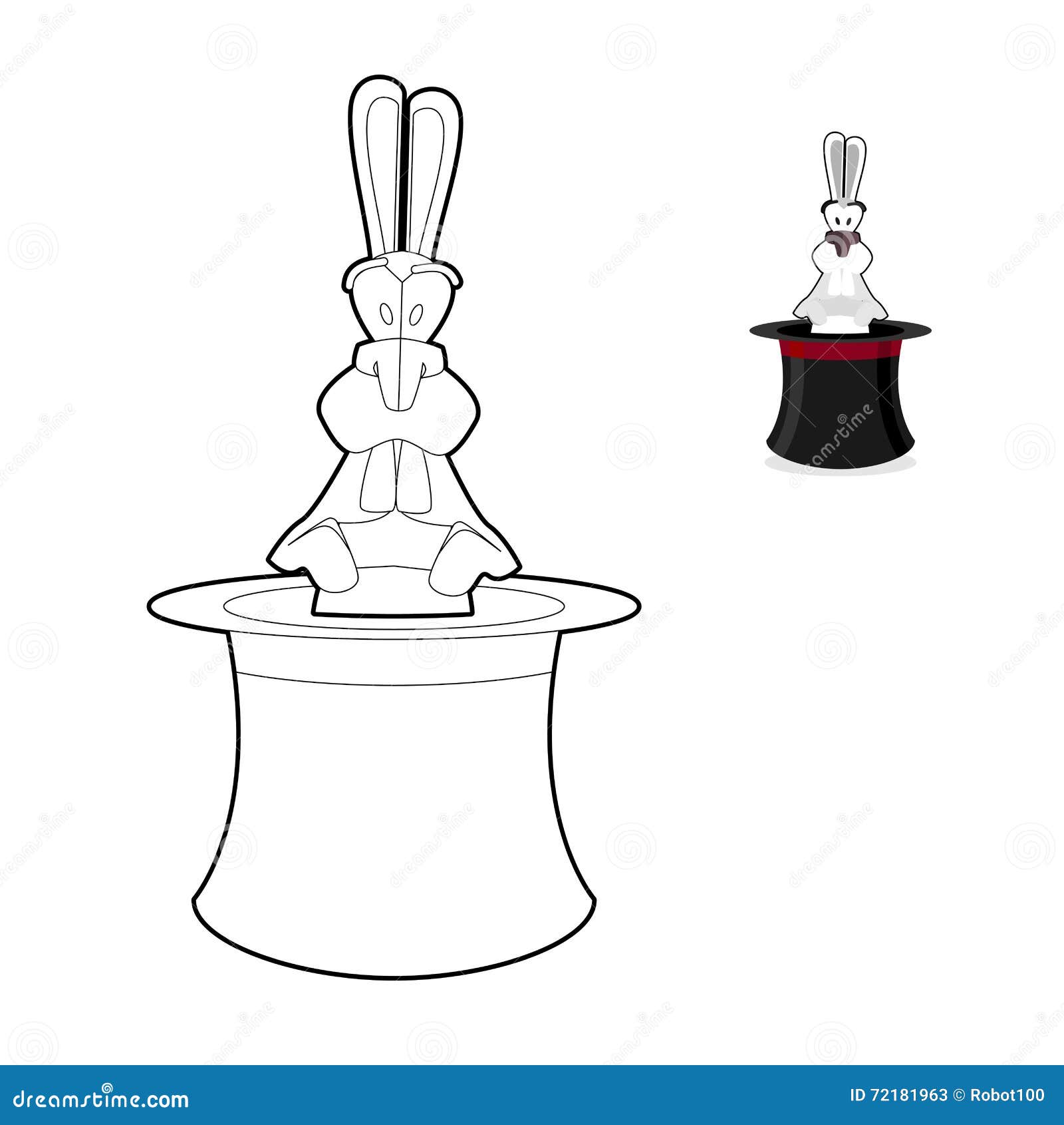 Lapin Dans Livre De Coloriage De Chapeau De Magicien Foyer Dans Le