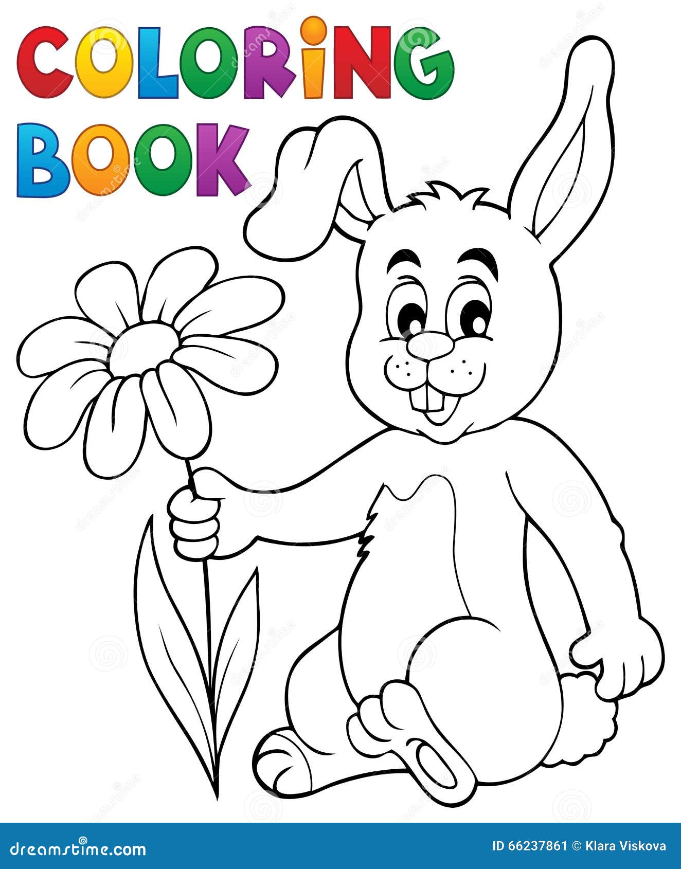 Lapin de P¢ques de livre de coloriage avec la fleur