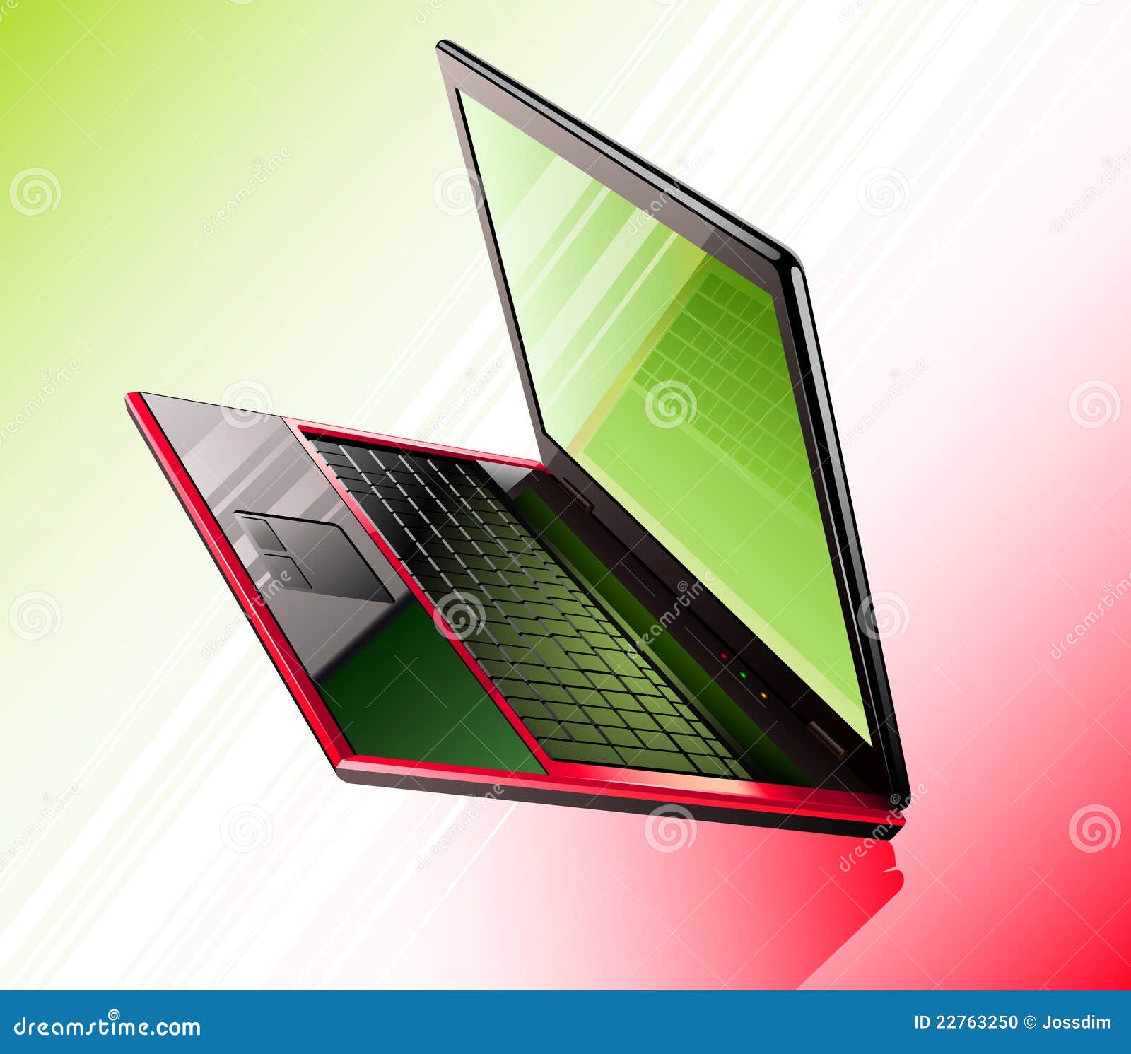 Vektorabbildung des Laptops auf rot-grünem Hintergrund