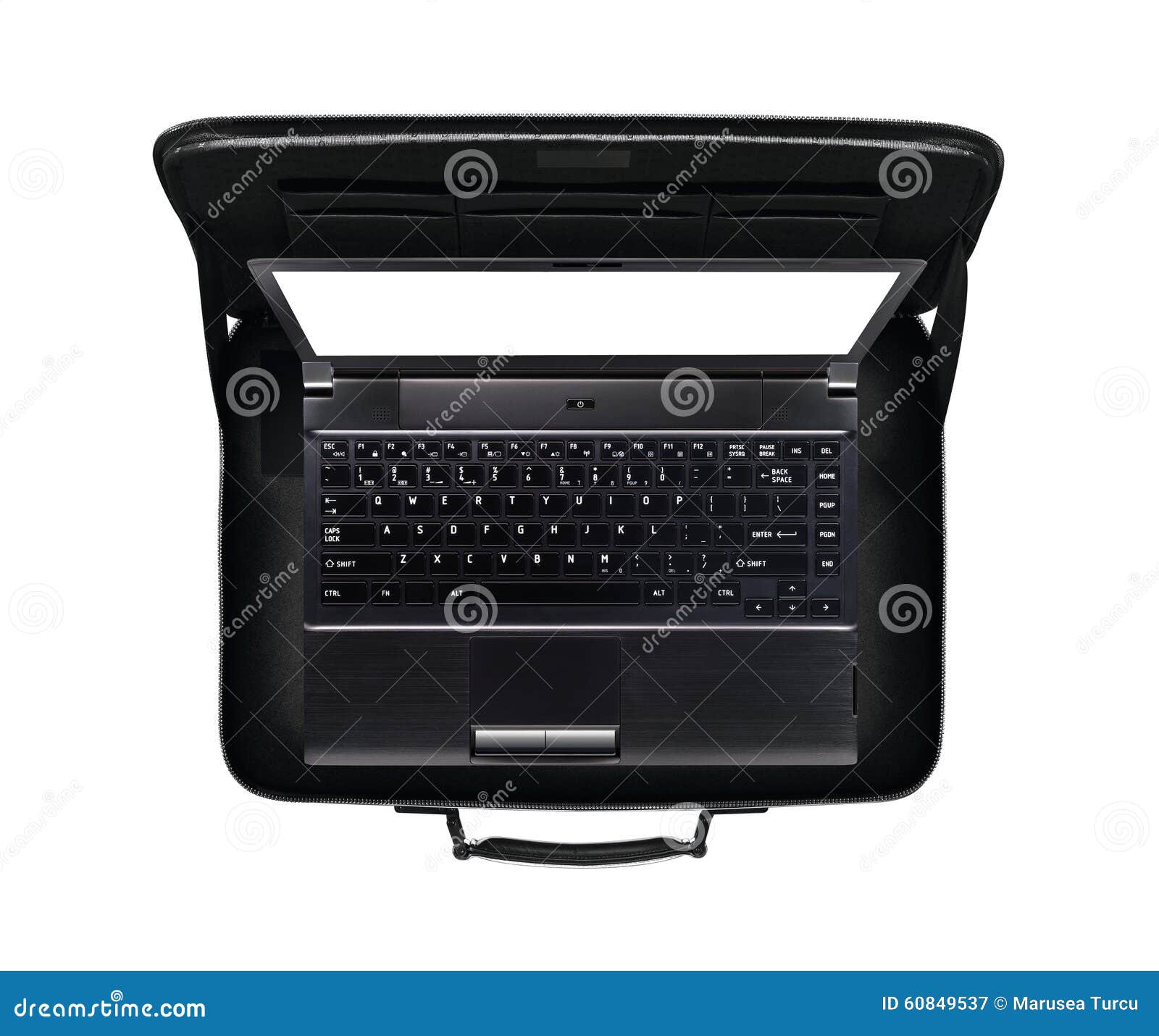 Laptop in bag isolated stock image. Image of business 60849537