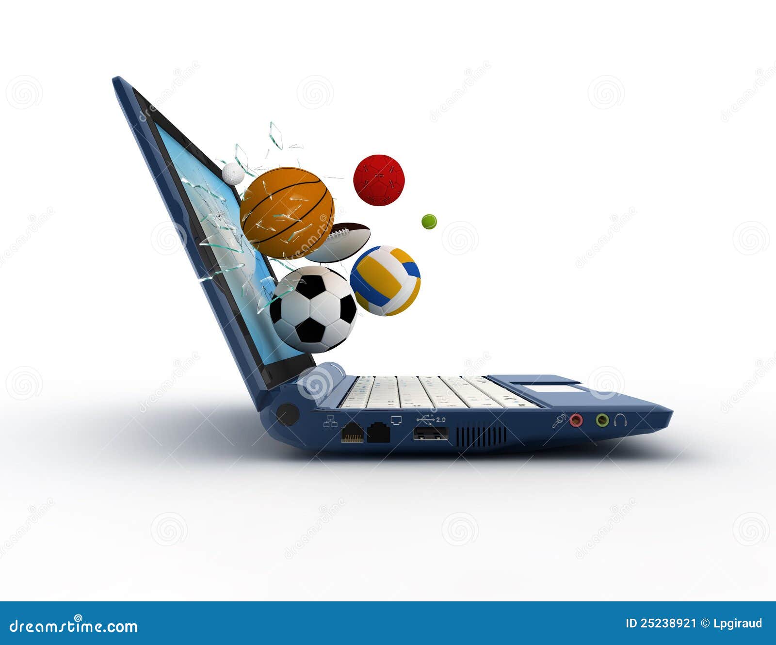 Laptop and balls stock illustration. Illustration of ball 25238921