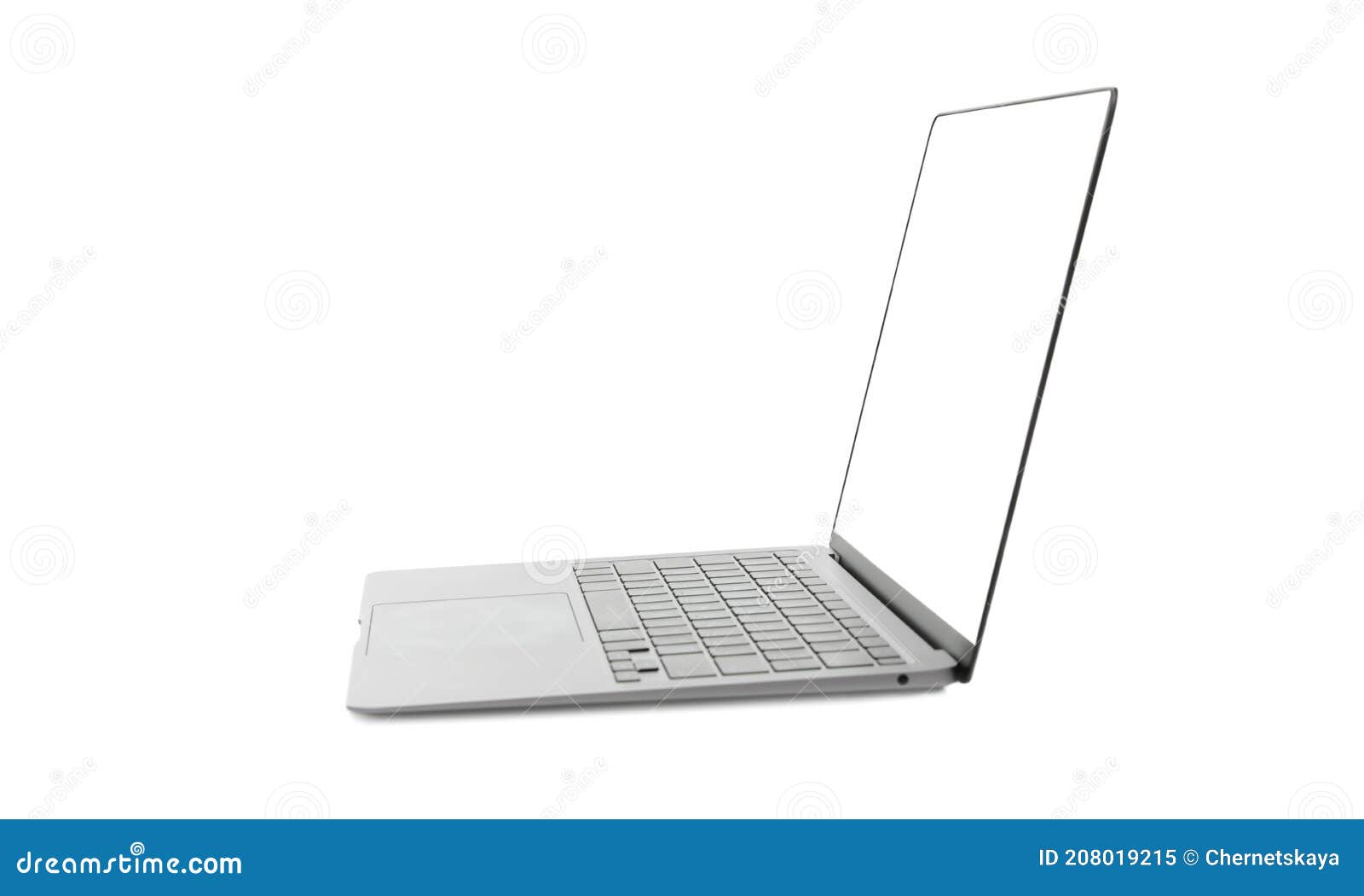 Laptop with Blank Screen Isolated on White. Mockup for Design Stock