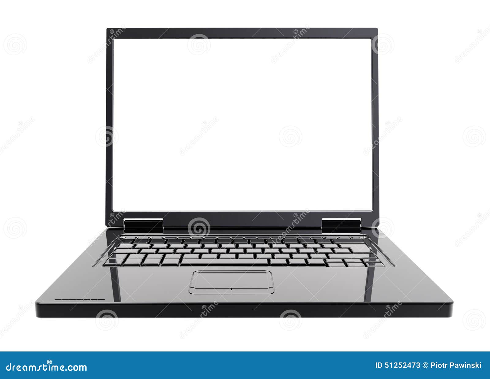 Laptop with Blank White Screen Isolated Over White. Stock Illustration