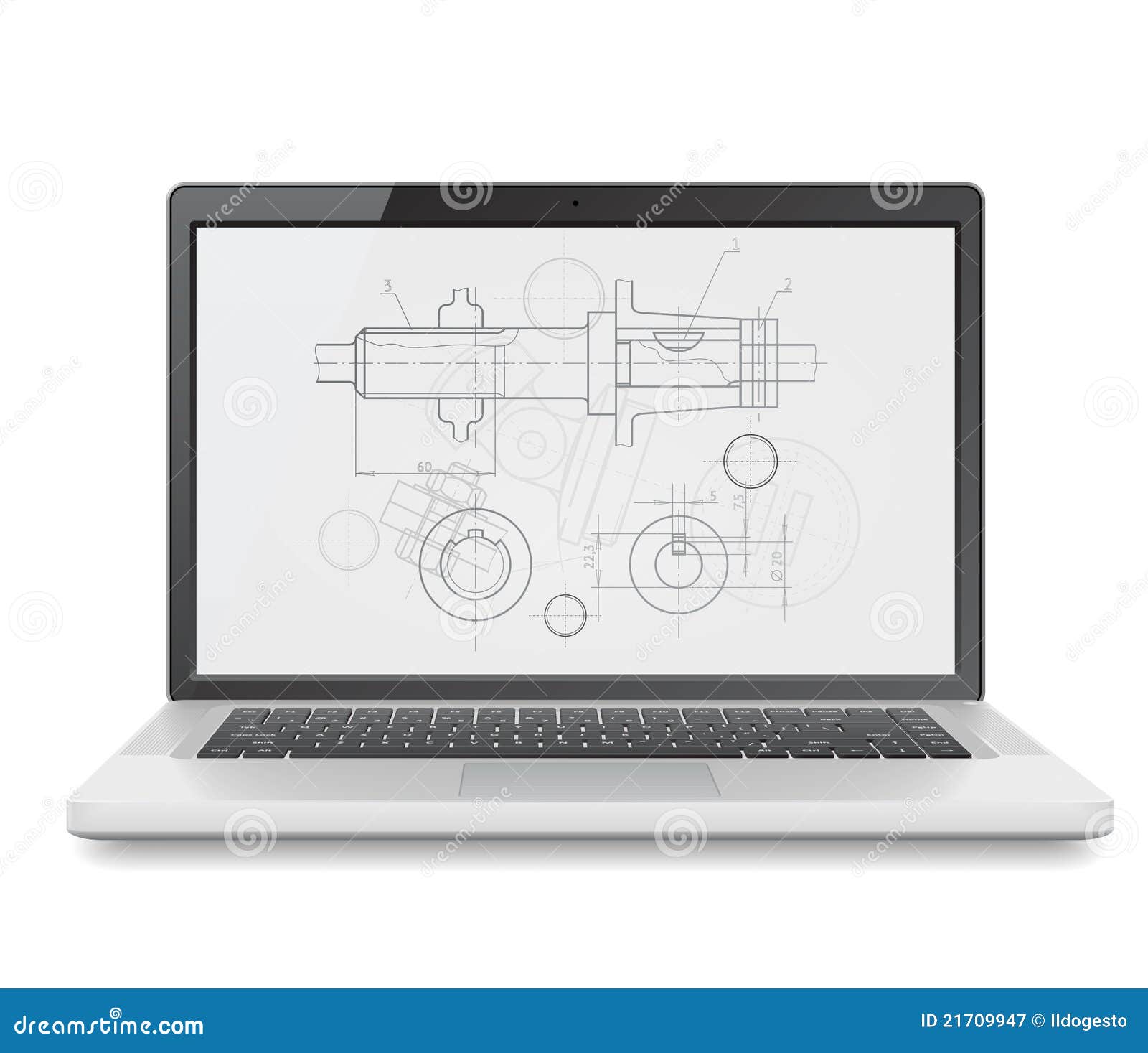 Laptop with blueprint stock vector. Image of blueprint 21709947