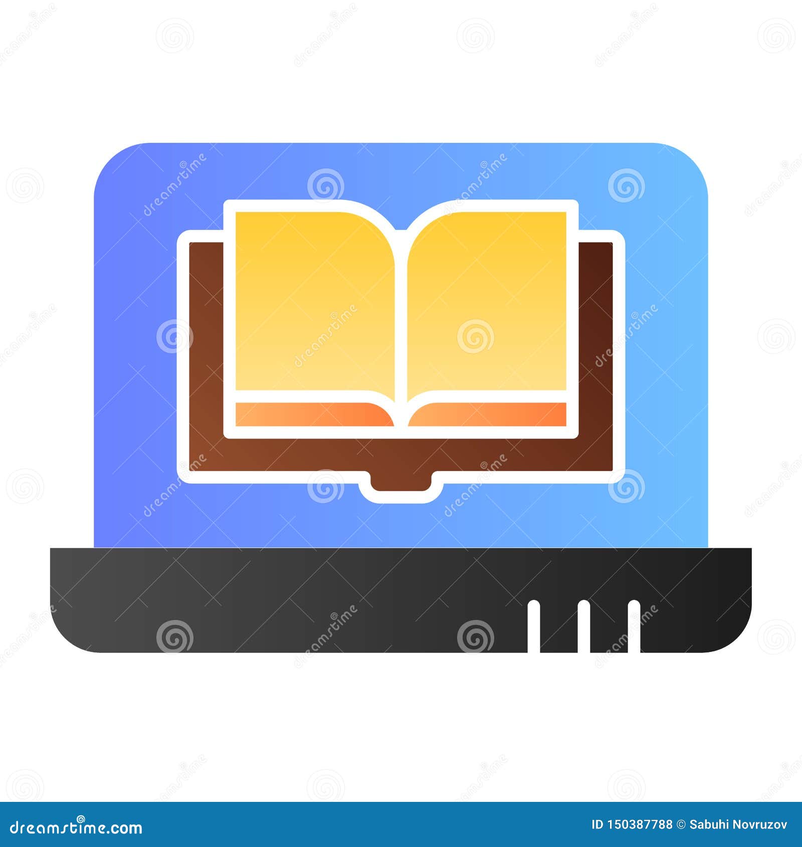 Laptop Book Flat Icon Book On Computer Color Icons In Trendy Flat Style Digital Book Gradient Style Design Designed Stock Vector Illustration Of Online Digital