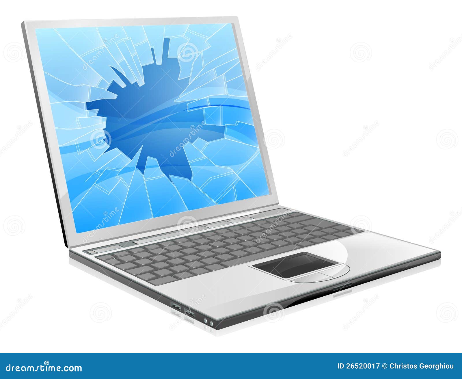 Laptop With Broken Screen Royalty Free Stock Photography - Image 