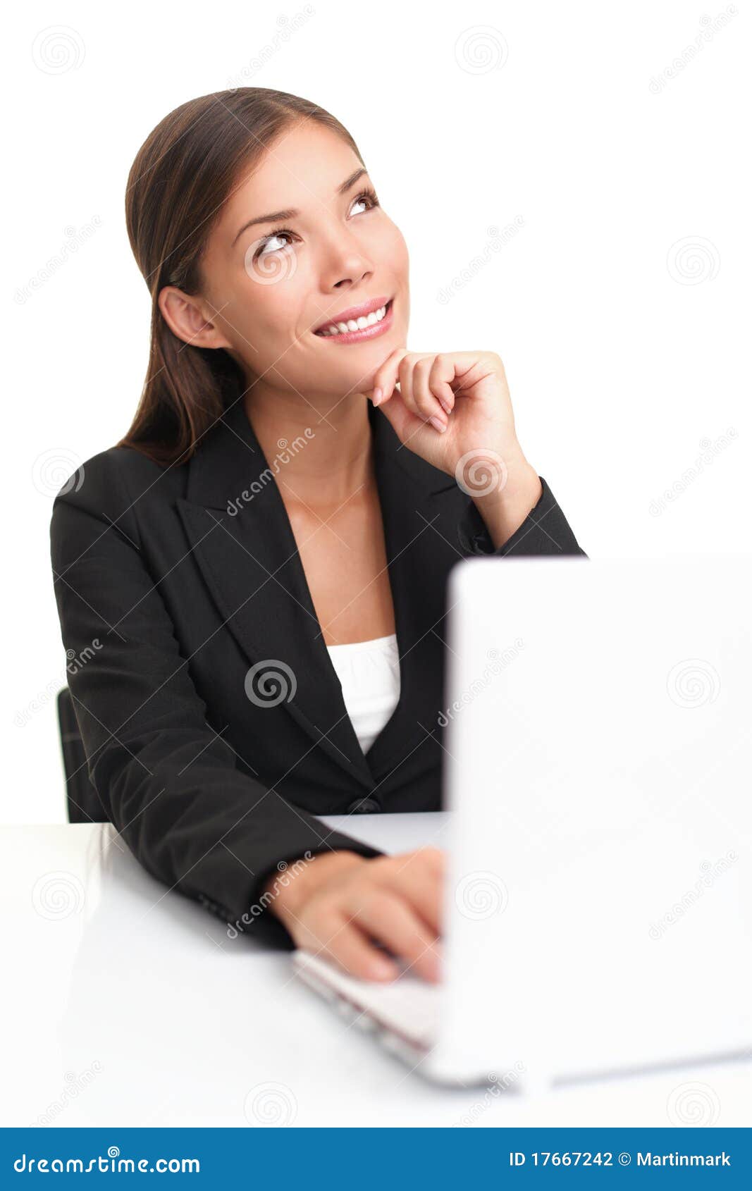 Laptop Businesswoman Thinking Stock Photo - Image of female, lady: 17667242