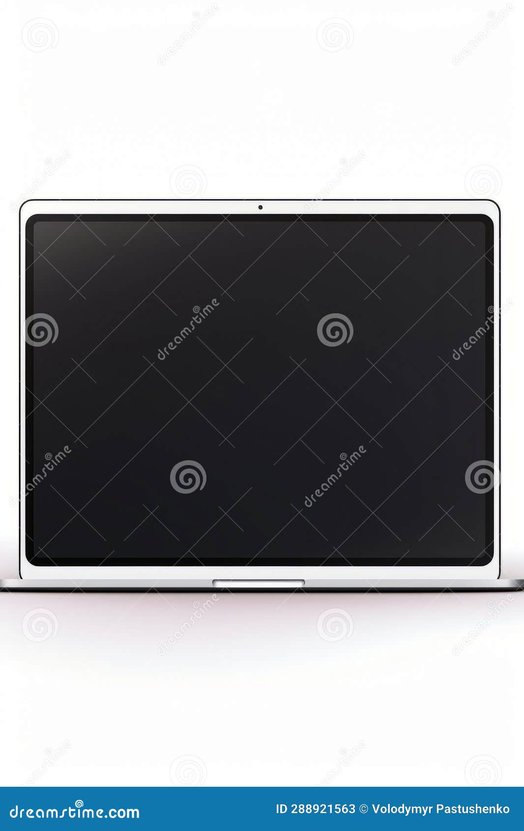 Laptop Computer with Black Screen on White Surface. Generative AI Stock