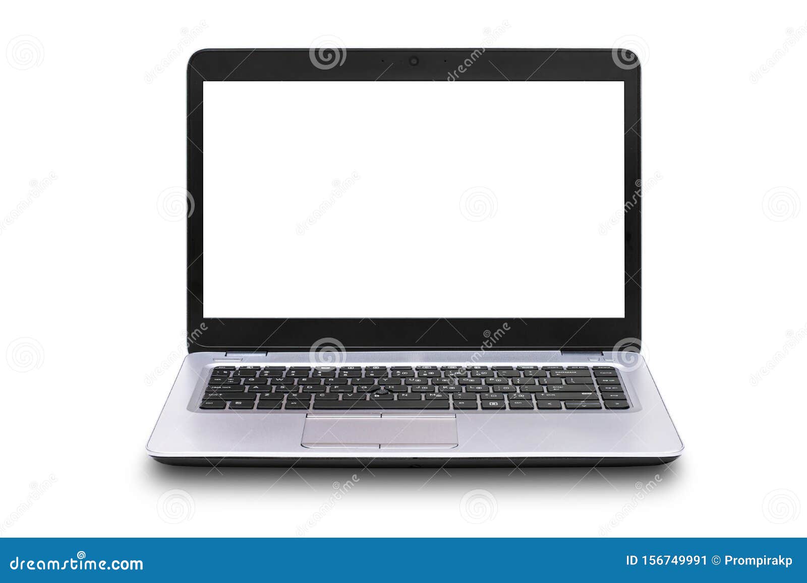 Laptop Computer with Blank Screen Isolated on White Background