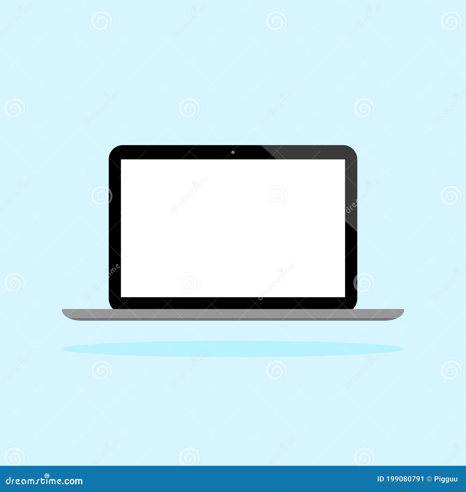 Laptop Computer with Blank White Screen Stock Illustration