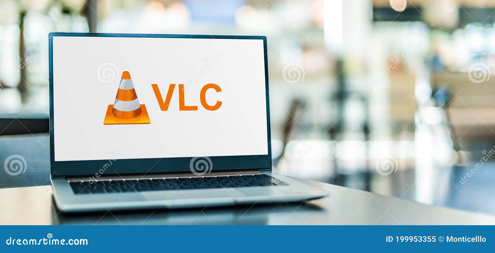 Laptop Computer Displaying Logo of VLC Media Player Editorial Image