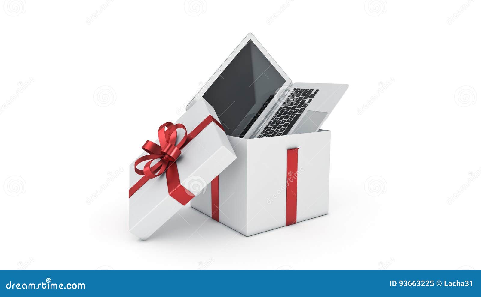 Laptop Computer. Gift Box Concept Stock Illustration Illustration of