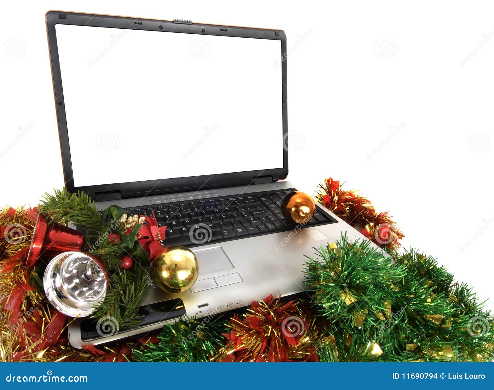 Laptop Computer Im Weihnachten Stockfoto Bild Von Weihnachten Laptop