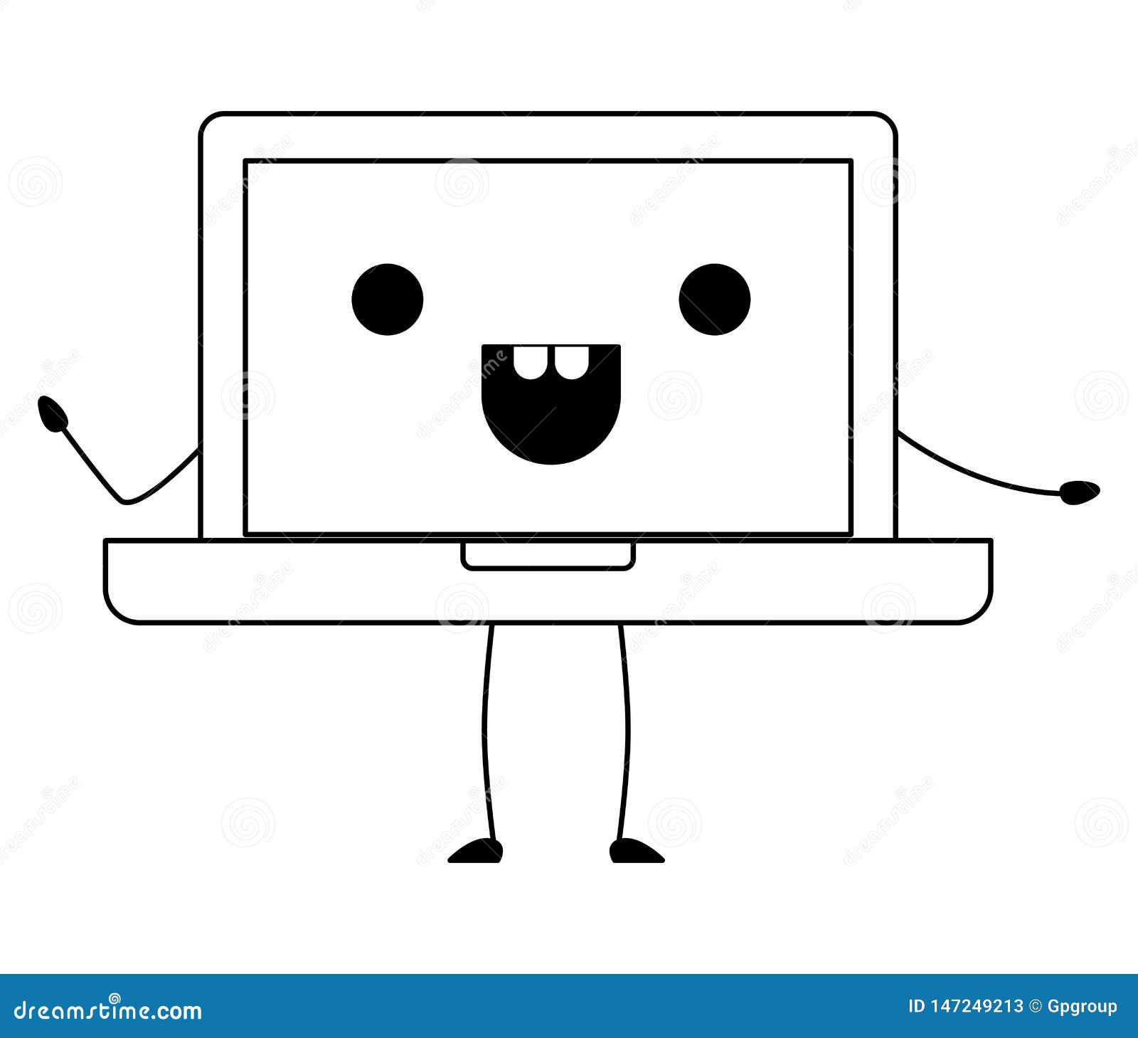 Laptop Computer Kawaii Character Stock Vector - Illustration of ...