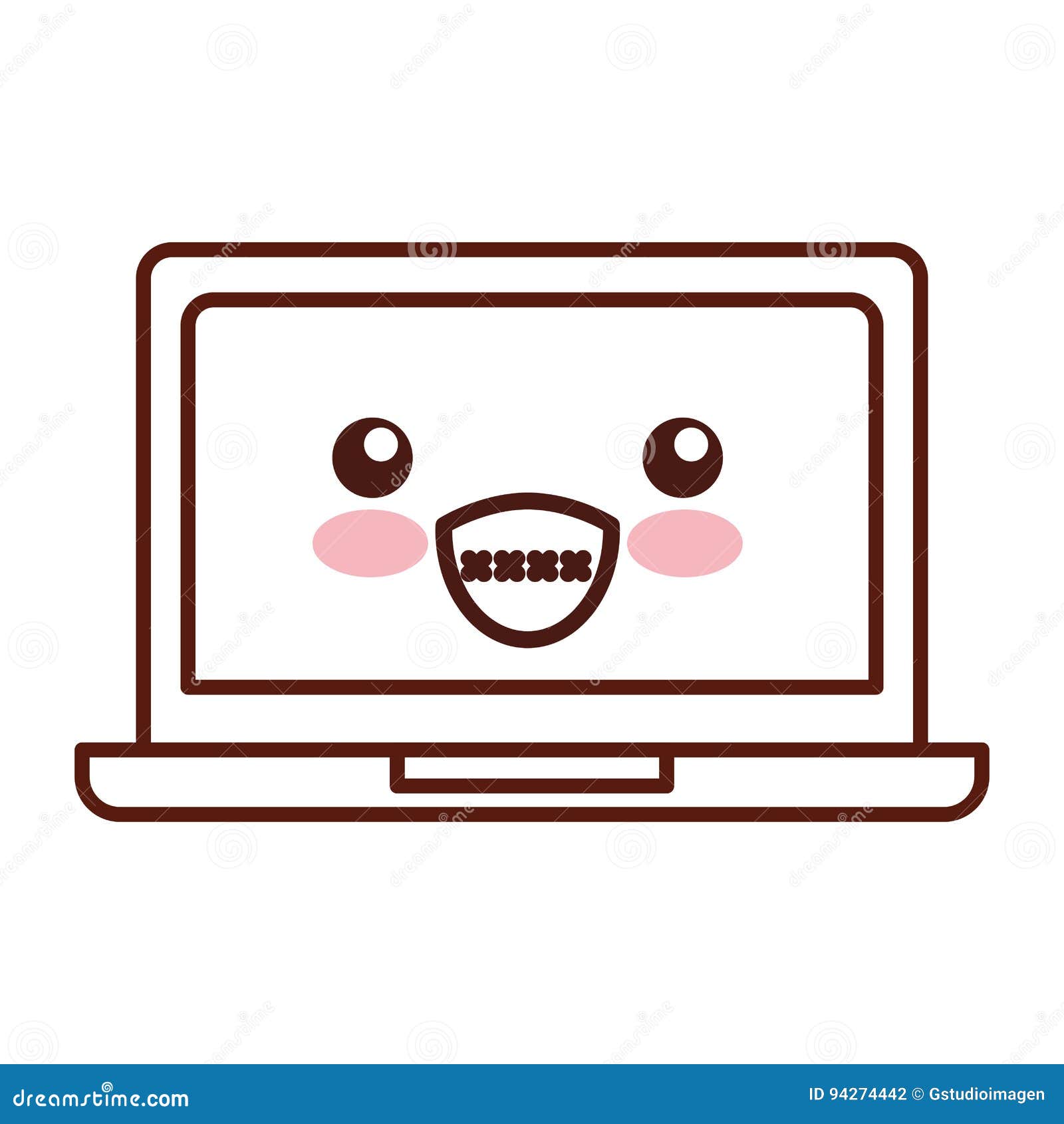 Laptop Computer Kawaii Character Stock Vector - Illustration of ...