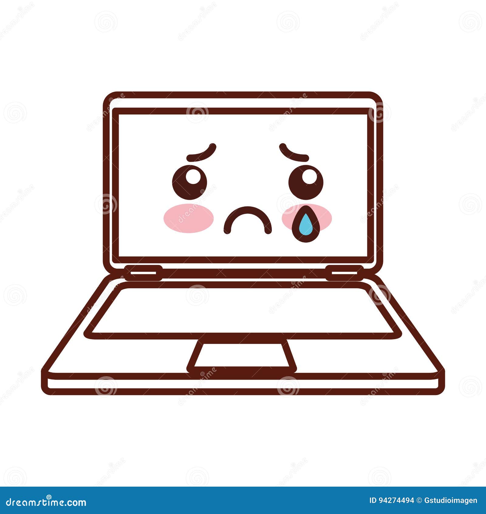 Laptop Computer Kawaii Character Stock Vector - Illustration of ...