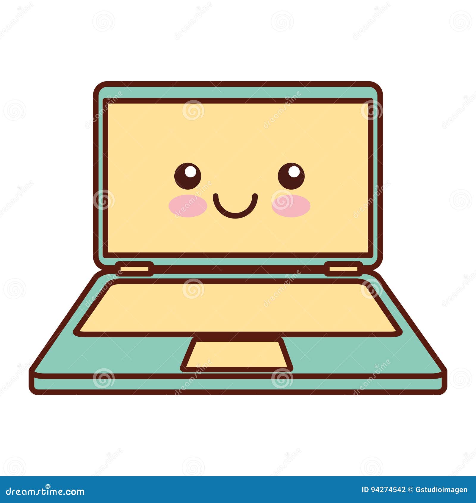 Laptop Computer Kawaii Character Stock Vector - Illustration of funny ...