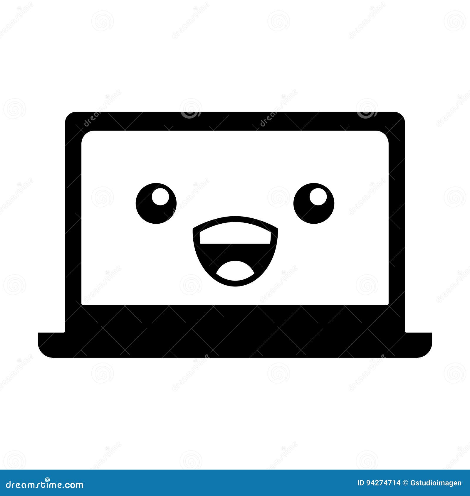 Laptop Computer Kawaii Character Stock Vector - Illustration of comic ...